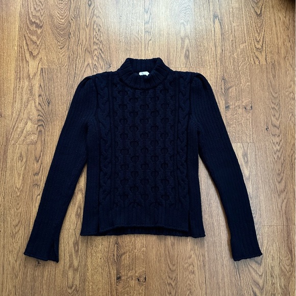 G. By Goop Navy Blue Knit Merino Wool cable chunky  Sweater Size Medium - Picture 5 of 13